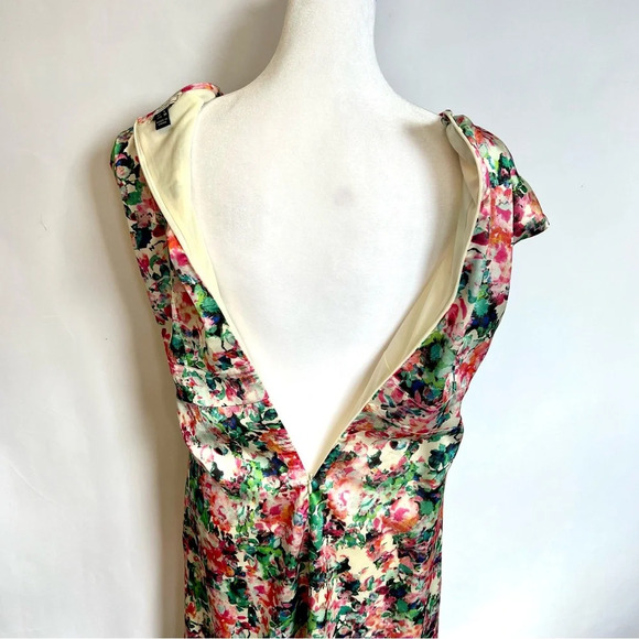 Mismash White Pink Floral Cap Sleeve Formal White Midi Dress Women’s Size Medium - Picture 12 of 16